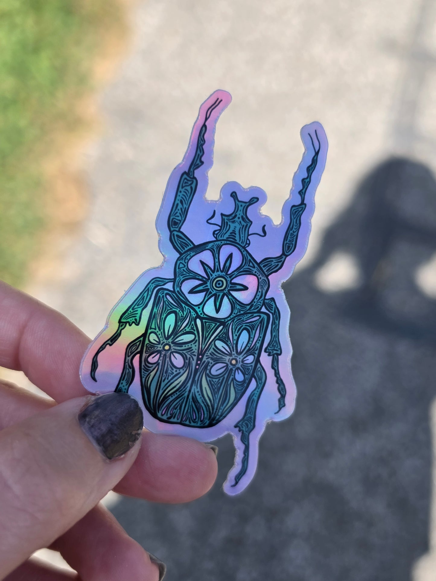 Floral Beetle Sticker-Holographic