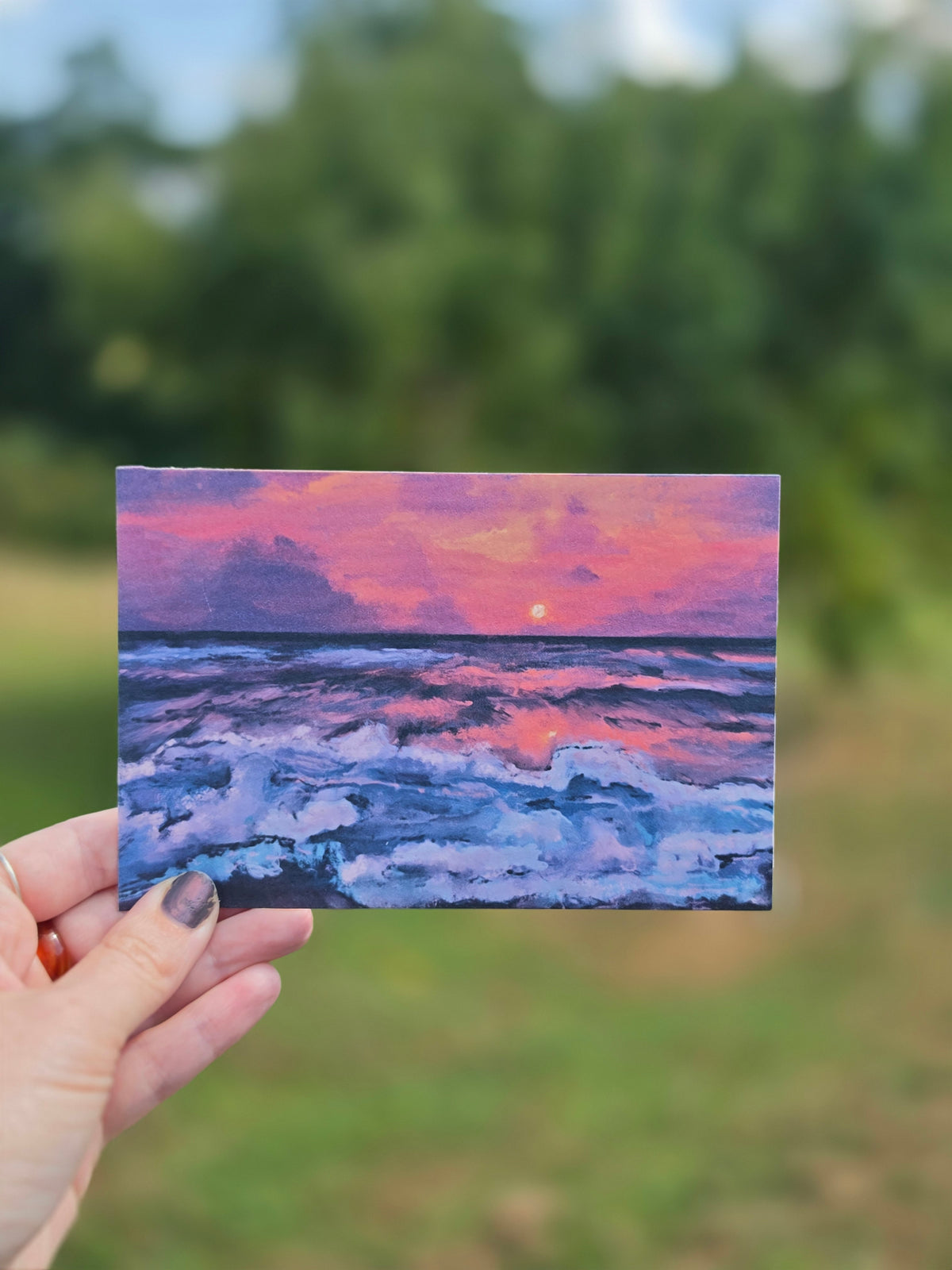 Pink Sunset Ocean Post Card 4 x 6 "