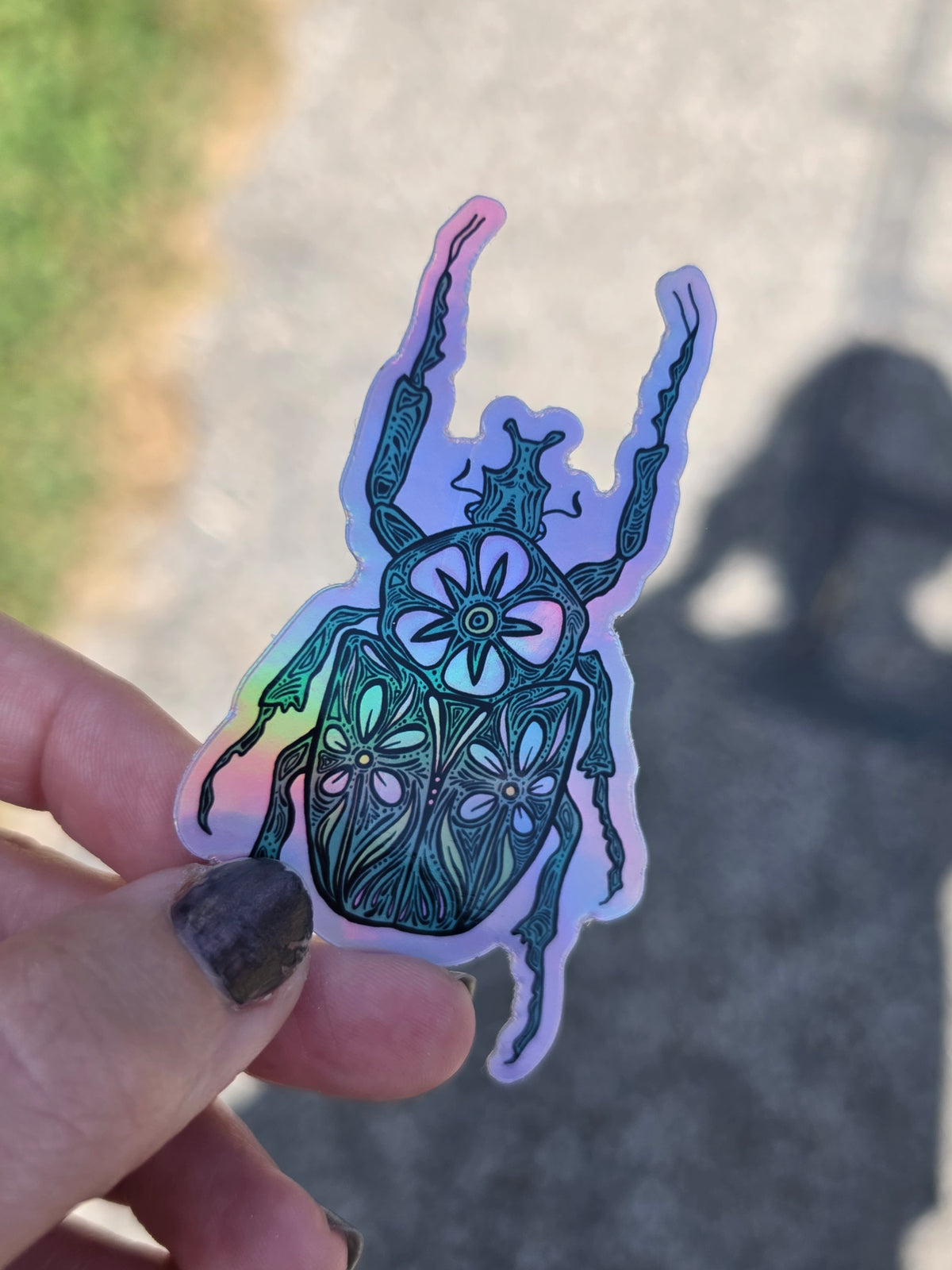 Floral Beetle Sticker-Holographic