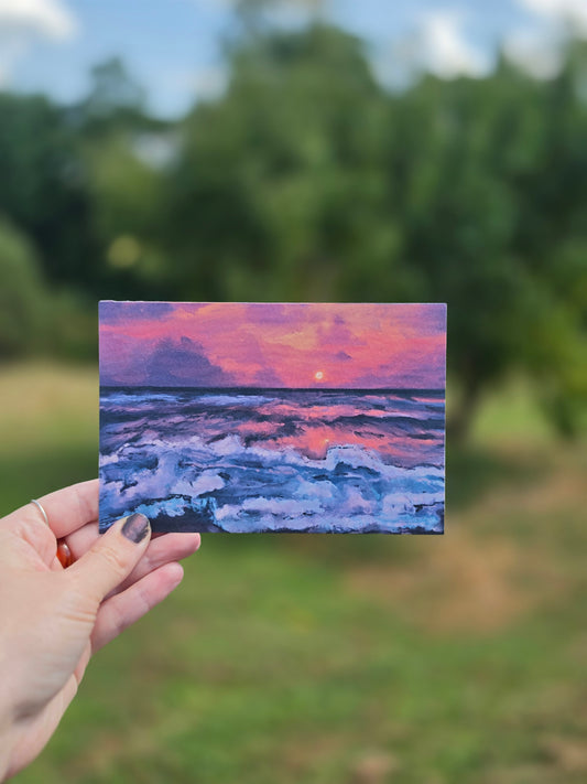 Pink Sunset Ocean Post Card 4 x 6 "
